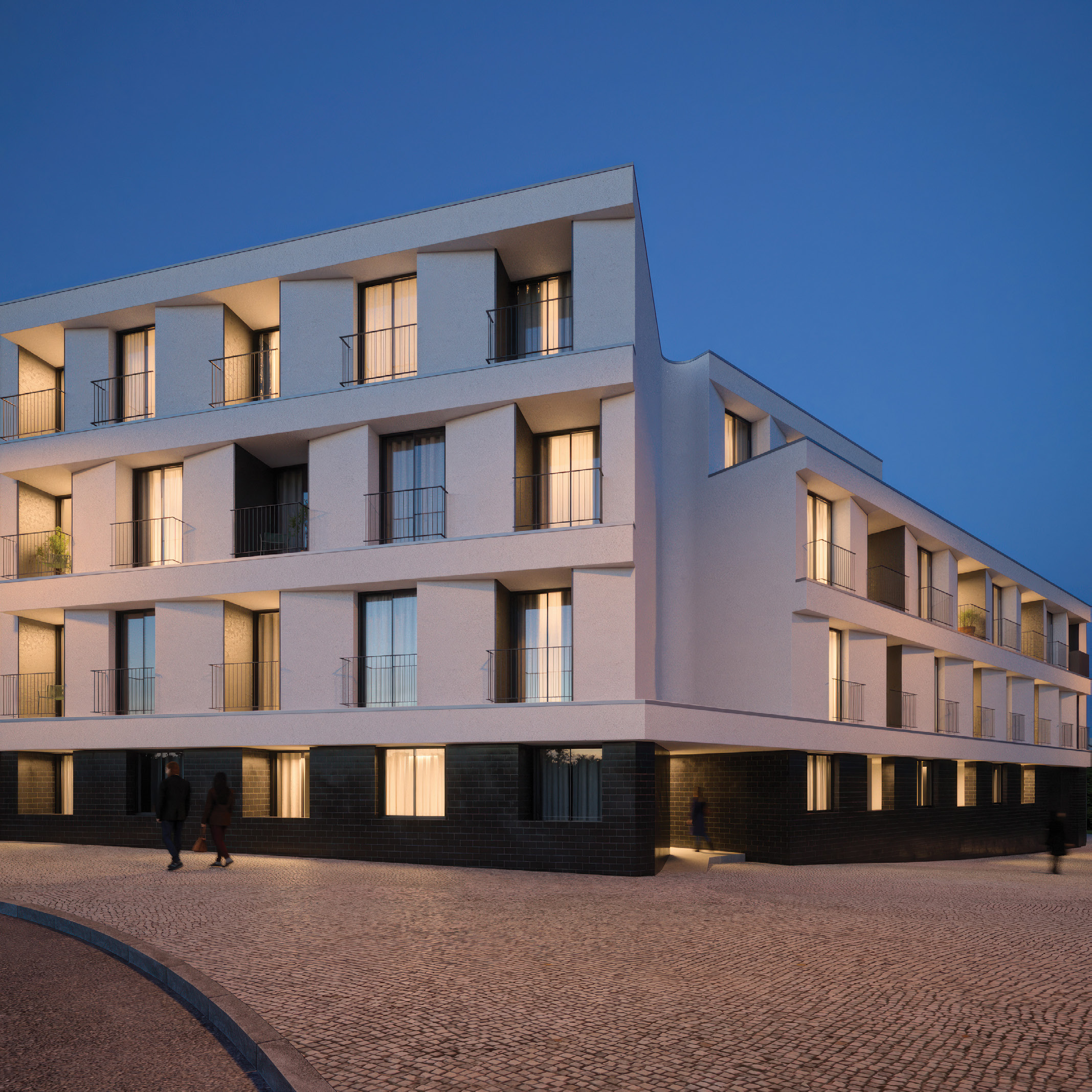 Fachada do Campus Residence, Porto, em perspetiva ilustrativa